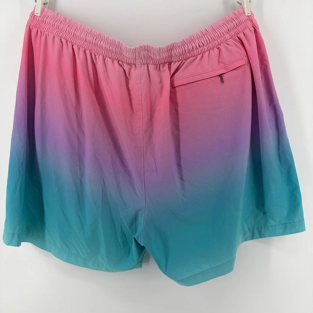 Caribbean Swim Shorts Mens 3XL B Pink Teal Ombre Gradient Trunks Beach Neon 6